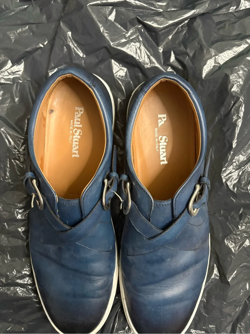 Paul Smith Blue Leather Cross-Strap Slip-Ons